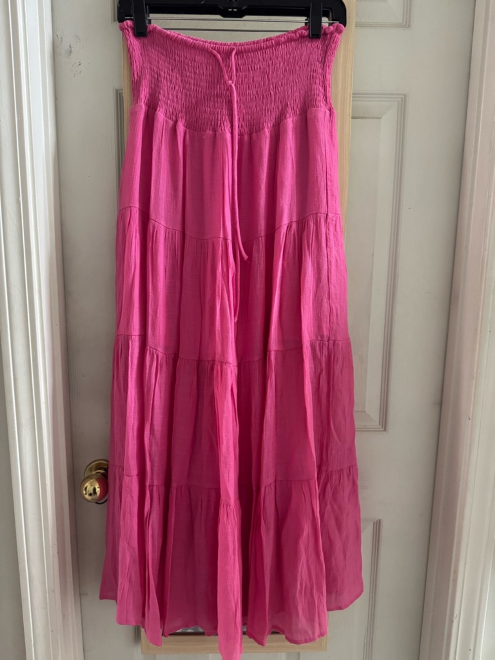 HYFVE  Pink Tiered Maxi Skirt with Smocked Waist NWOT